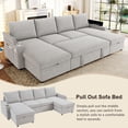 thumbnail image 3 of Convertible U-Shaped Sectional Sofa Bed with Storage Chaise Lounges, Cup Holders, USB Ports, Corduroy Upholstery, Modern Grey Living Room Sofa, 3 of 9
