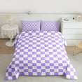 thumbnail image 2 of Homewish Geometric Plaid 2pcs Bedding Comforter Set For Teens Boys Girls,Purple White Twin Comforter Sets,Vintage Aesthetic Breathable Bedding Set,Super Cozy Room Decor,Reversible, 2 of 8