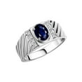 thumbnail image 4 of Rylos Sterling Silver Classic 8X6MM Oval Sapphire & Sparkling Diamond Ring - Birthstone Jewelry for Men -Size 8, 4 of 8