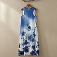 thumbnail image 5 of Xoenoiee Blue Gradient Floral Print Summer Dresses for Women 2026, Tie Dye Cotton Linen Maxi Dress Casual Sleeveless Crewneck Loose Fit Tank Sundress with Pockets, Boho Beach Vacation Outfits, 4XL, 5 of 7