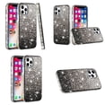 thumbnail image 2 of Bemz Sparkling Case for iPhone 15 Plus, Diamond Glitter Gem Bling Hybrid Protector Cute Women Girls Cover, Glass Screen Protector, 40W Car Charger (USB-C Port) - 5 Foot (Black Silver Wave), 2 of 9