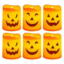 Darzheoy 6PCS Halloween Pumpkin Candle Light, Halloween Orange Flameless Candle Lights LED Lamps Festival Decor Light for Halloween Party