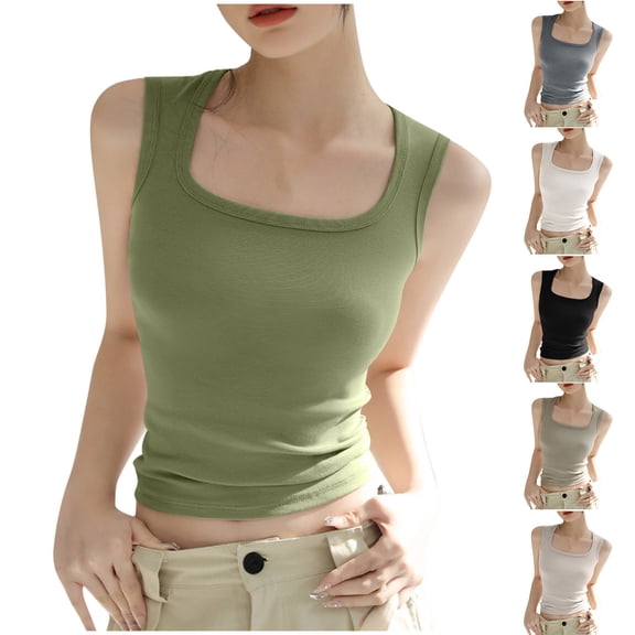 Ahuyic Womens Sleeveless Top,Tank Tops for Women,Womens‘s Casual Solid Color Round-Neck Summer Hooded Sleeveless Blouse Tank