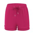 thumbnail image 3 of ZQUUVOU Women's Wide Leg Shorts Drawstring Solid Color Loose Pocket Pants(Hot Pink,M), 3 of 4
