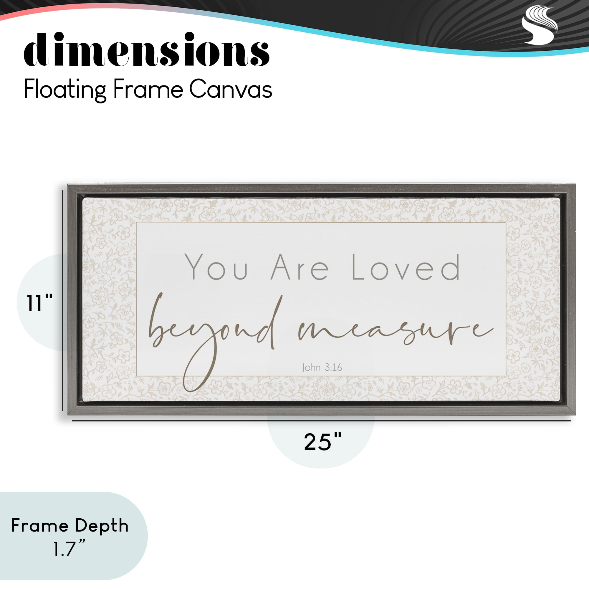 Stupell Industries Minimal Loved Beyond Measure Gray Framed Floater Canvas Wall Art, design by Janice Gaynor
