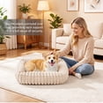 thumbnail image 3 of Exclusivo Mezcla Ribbed Plush Cuddler Dog Bed, 32"×24" Calming Pet Bed with Non-Slip Bottom for Medium Dogs, Apricot, 3 of 7