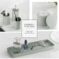 thumbnail image 3 of 6-Piece Green Bathroom Set - Mesh Textured Resin Bathroom Accessories Set with Soap Dispenser, Toothbrush Holder, Cup, Vanity Tray & Apothecary Jars for Small Spaces, 3 of 16