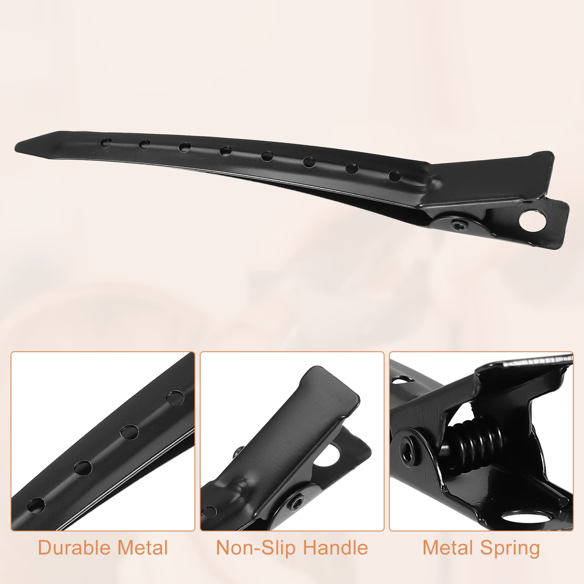 Unique Bargains 12Pcs Metal Durk Bill Non-Slip Hair Clip Black