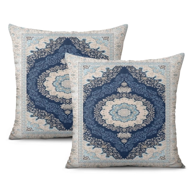 Coussins Décoratifs Mandala Rétro Bohème - Ensemble de 2 Housses Boho 16x16