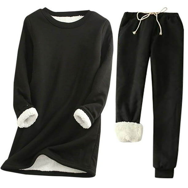 ICHUANYI Liquidación Camiseta Lisa para Mujer Blusa de Manga Larga Tops con Cuello Redondo Bolsillos Conjuntos de Pantalones ICHUANYI WER202308253434