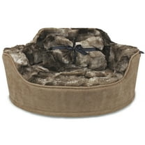 Precious Tails Faux Fur Princess Cat Dog Bed with Plush Bone Pillow – Small