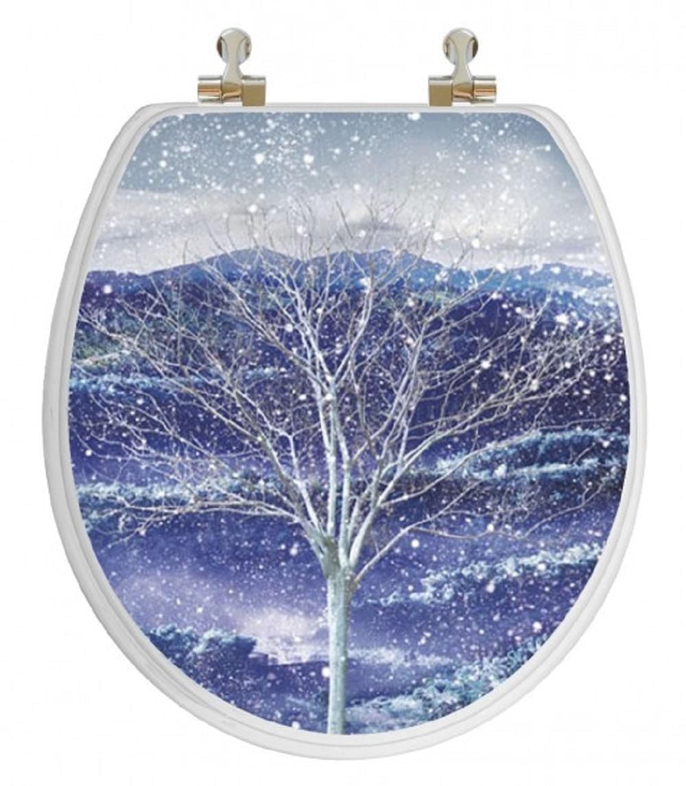 TopSeat Vario Scenario 3D Hologram 4 Images in 1 Round Season Trees Regular Lid Closure Chrome Hinge Toilet Seat