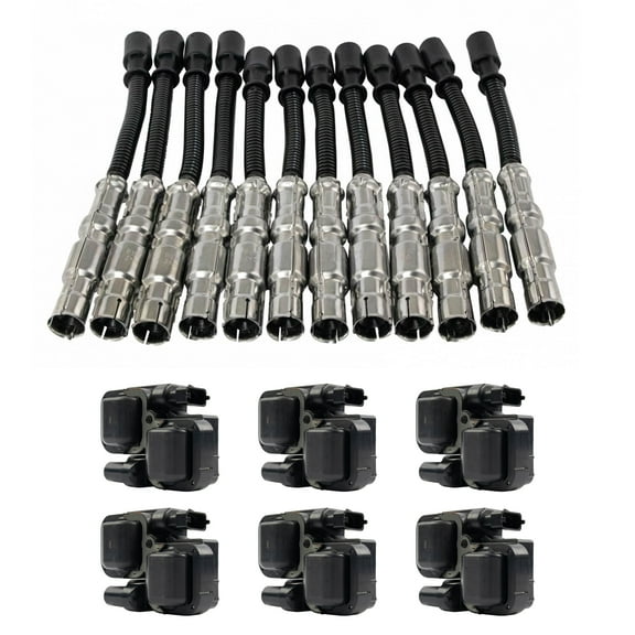 TRQ Ignition Coil & Spark Plug Wire Kit Set for Chrysler Mercedes V6 New ICA65542