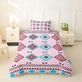 thumbnail image 2 of jejeloiu Classic Aztec Geometric Twin Duvet Cover For Girls,Pink Bohemian Geometric Twin Bedding,Pink Reversible,2 Pieces,1 Duvet Cover and 1 Pillowcase, 2 of 6