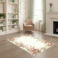 thumbnail image 2 of ODIKA 4'x6' Ultra-Soft Area Rug, Coquette Bow Floral With Delicate Ribbon Bouquet Trellis Border None Washable, Bare feet friendly, Silk-Touch for Bedroom Home office, 2 of 7