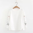 thumbnail image 3 of Womens Oversized Shirts Comfort Cotton Embroidered Long Sleeve Loose Tee Summer Spring Shirts for Women White M, 3 of 7