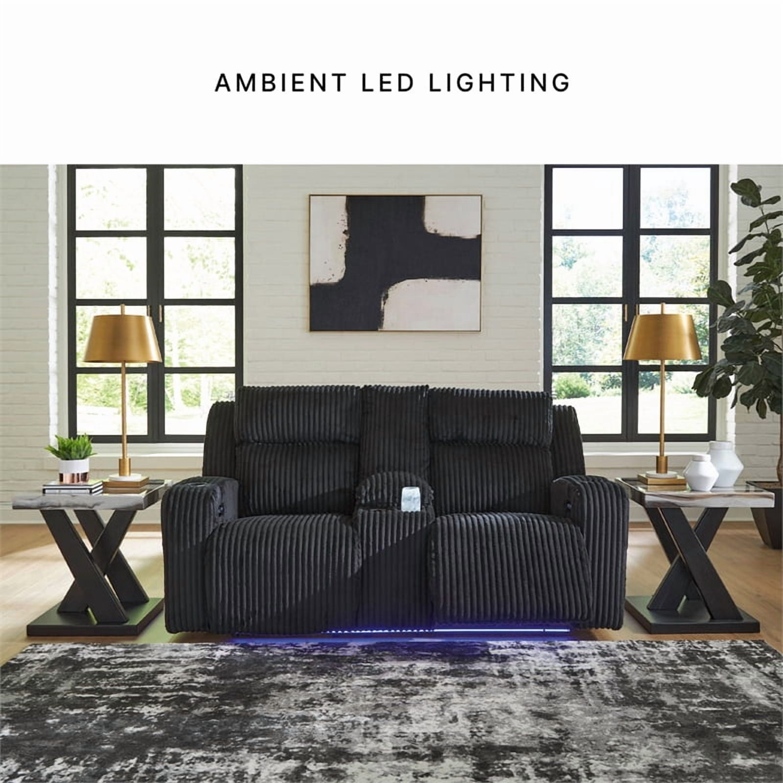 Signature Design by Ashley Broad Cove Black Power Reclining Loveseat