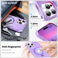 thumbnail image 6 of Allytechgroup Magsafe Compatible for Apple iPhone 16 Pro Max Case, [Include 1x Screen Protector] Matte Back Cover Magnetic Slim Fit Ring Holder Kickstand Bumper Case for Women Men, Purple, 6 of 6