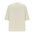 thumbnail image 2 of Olyvenn 3/4 Sleeve Cotton Linen Shirts for Womens Vintage V Neck Casual Loose Fit 2025 Summer Tunic Tops Blouse Beige XXL, 2 of 6