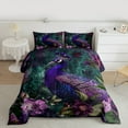 thumbnail image 2 of Manfei Zoo Animal Peacock Queen Comforter Set,Country Floral Bedding Sets,Boho bohemian Theme Bedding Comforter Set Forkids,Super Cozy Room Decor Reversible,3pcs, 2 of 8