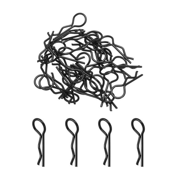 Uxcell 30pcs 30-Degree Angle Body Clips Bent Springy Pins for All 1/8 1/10 1/12 Scale Model RC Car Crawler Truck(Black)