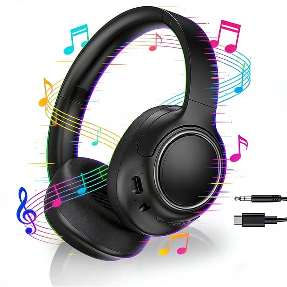 Wireless Headphones with Built-in Microphone, Over-Ear Headset Headphones,Hybrid Active Noise Cancelling Headphones, Comfort Fit Over Ear Headphones for Travel Home Office PC