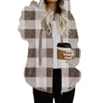 thumbnail image 7 of Womens Fleece Hoodie Jacket Sherpa Lined Full Zip Up Trench Coats Winter Warm Soft Teddy Fleece Hooded Sweatshirt Fluffy Cardigans Jumpers Sweater Overcoat Khaki S, 7 of 7