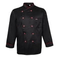thumbnail image 1 of Chaqueta de Chef Unisex, Manga Larga, Bolsillo con Ribetes, Panadería, Catering, Abrigo, M-3XL - Negro, SG Sunnimix Chaqueta de chef de manga larga, 1 of 8