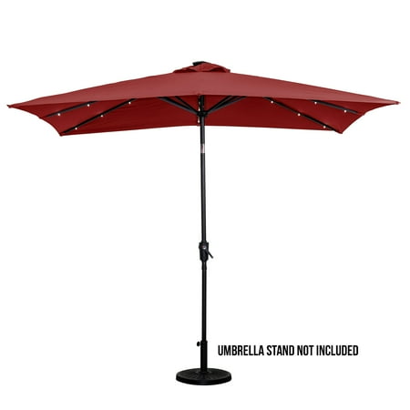 Sun Ray - 9'x7' Rectangular Solar Lighted Umbrella - Teal