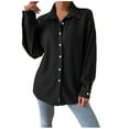 thumbnail image 1 of Besolor Button Down Tops for Women Casual Lapel Long Sleeve Shirts Loose Lightweight Solid Color Spring Blouse, 1 of 7