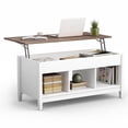 thumbnail image 5 of Pemberly Row Solid Wood Lift Top Coffee Table with Storage Shelves in White, 5 of 12