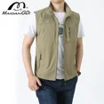 thumbnail image 2 of MAIDANGDI Chaleco con múltiples bolsillos para hombre, chaqueta informal sin mangas con cremallera, ropa para hombre, prendas de vestir exteriores ajustadas, chaleco de talla grande, 2 of 5