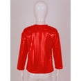 thumbnail image 4 of TSSOE Boys Girls Sparkly Metallic Long Sleeve Loose T-Shirt Jazz Hip Hop Dance Top Performance Costume Dancewear Red 11-12, 4 of 7