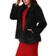 thumbnail image 4 of Abrigo de piel sintética de mujer INSPIRE CHIC con mangas largas, bolsillos, solapa, peludo, cálido, abrigo de invierno, chaquetas esponjosas L Negro, 4 of 5