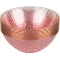thumbnail image 2 of 12oz Hammered Pink Plastic Round Bowls with Gold Rim - Disposable Translucent Plastic Soup Bowls, Heavy Duty Salad Bowls, Dessert Bowl, Baby Showers, Weddings, Birthday Party (10), 2 of 3