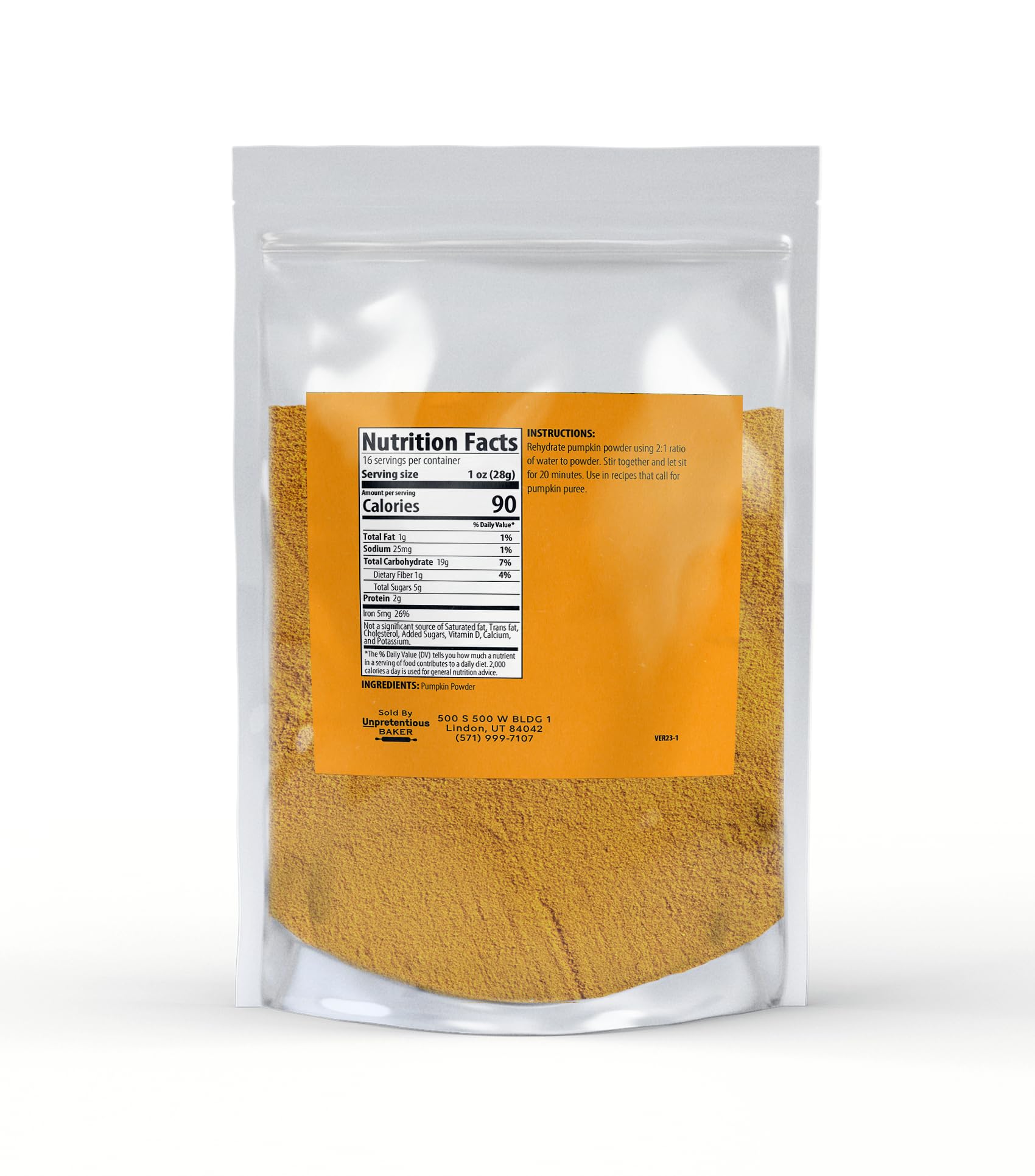 Unpretentious Pumpkin Powder, 1 Sr25 Lb, Baking & Food Additive 