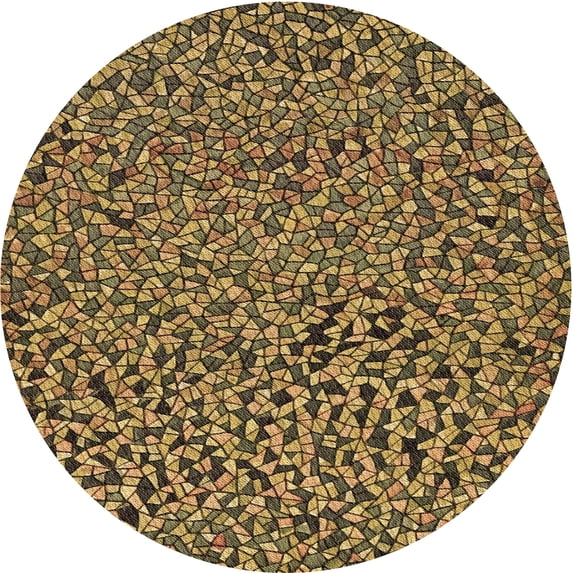 Ahgly Company Indoor Round Patterned Bakers Brown Area Rugs, 7' Round
