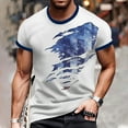 thumbnail image 2 of Men's Patriotic Print Open-Fly T-Shirt, Vintage Short Sleeve Top with Unique Button Details ,Sky Blue L, 2 of 5