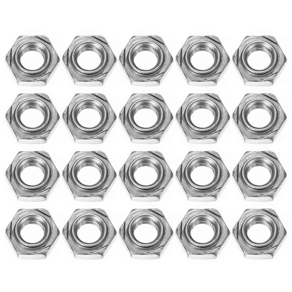 20 Pack Hex Weld Nuts, M6x1mm Carbon Steel Hex Nuts with 3 Projections Machine Screw for DIY Home Repair, Silver