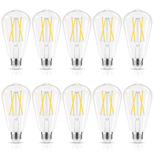 Bombillas LED Edison GVVooHome, regulables, 6 W, 600 lm, 4000 K, E26, paquete de 10