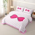 thumbnail image 3 of Erosebridal Kawaii Bow Quilt King for Teens,Girls Cartoon Polka Dots King Coverlet Set, 3 of 7