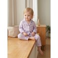 thumbnail image 6 of RUINIXCW Toddler Baby Girl Boy Silk Satin Pajamas Set Kids Spring Fall Winter PJS Set Sleepwear Striped Button Down Collar Long Sleeve Shirt Tops and Pants Set Loungewear Homewear, 6 of 7