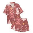 thumbnail image 4 of Fgnfyis Pyjamas pour Filles Pyjamas pour Filles Ensemble de Pyjamas Décontracté Imprimé Col Boutonné Manches Courtes Haut Shorts Rouge, 4 of 4