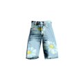 thumbnail image 4 of Stephy Flare Denim Shorts for Women Wide Leg Denim Shorts Woman Vintage Floral Print High Waisted Straight Stretch Pants with Pockets, Gold, 4XL, 4 of 4