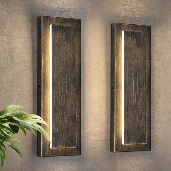 2 Packs Brown Outdoor Wall Sconce, Exterior Lights Fixture,Waterproof Wall Lights for House,Porch,Patio,Modern Outdoor Lights,Outdoor Wall Lighting,3000K Warm White,15.7In