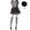 Black, variant on LMLYSoH Women Clown Costumes Black White Striped Tops Suspender Skirt Gloves and Hat Set Halloween Cosplay Outfit