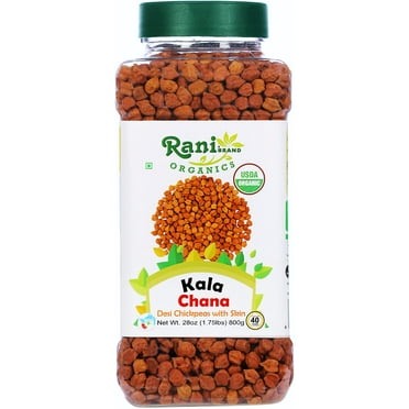 Rani Organic Kala Chana (Desi Chickpeas with Skin) 28oz (800g) PET Jar ~ All Natural | Vegan | Gluten Friendly | NON-GMO | Indian Origin | USDA Certified Organic