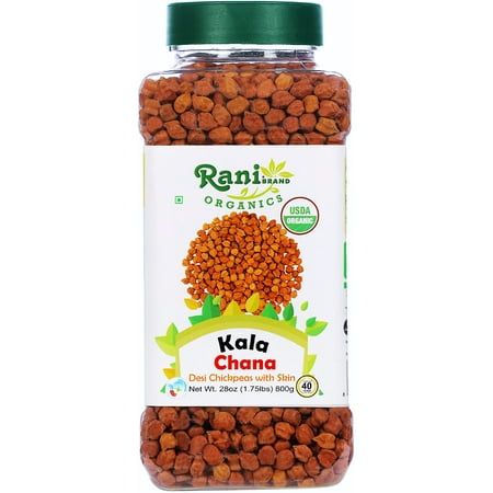 Rani Organic Kala Chana (Desi Chickpeas with Skin) 28oz (800g) PET Jar ~ All Natural | Vegan | Gluten Friendly | NON-GMO | Indian Origin | USDA Certified Organic
