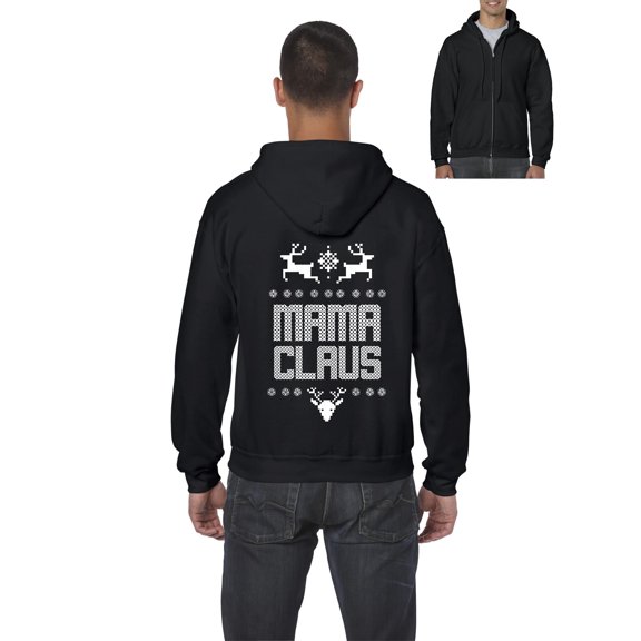 MmF - Men's Sweatshirt Full-Zip Pullover - Christmas Mama Claus Deers