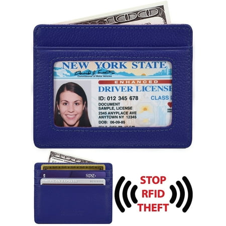 Ultra Thin Card Holder Credit Card Holder Genuine Leather Slim & Thin Pocket Wallet Minimalist Wallet Money Clip RFID Blocking ()